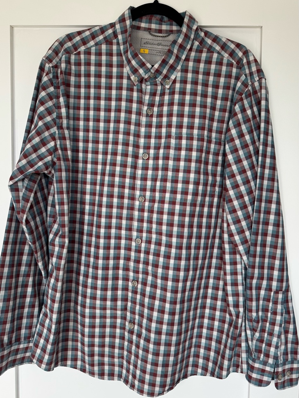 Eddie Bauer Men's Plaid Button-Down Shirt in Red, Blue, White
